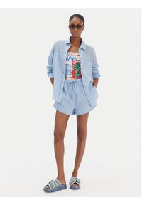 Seafolly Szorty materiałowe Crinkle 55429-SH Błękitny Regular Fit. Kolor: niebieski. Materiał: bawełna #4