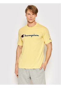 Champion T-Shirt Embroidered 217814 Żółty Regular Fit. Kolor: żółty. Materiał: bawełna