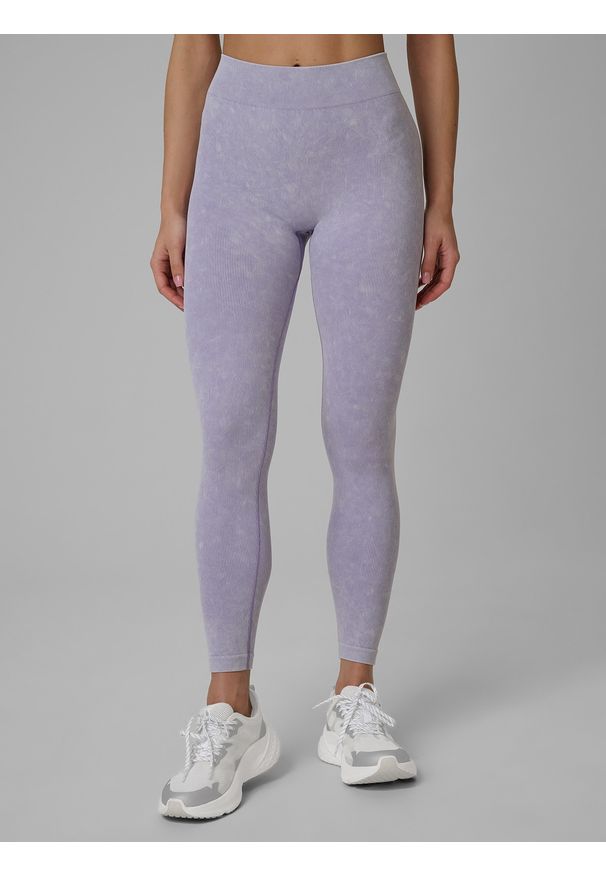 4f - 4F Legginsy treningowe bezszwowe damskie - fioletowe M/L. Stan: podwyższony. Kolor: fioletowy. Materiał: skóra. Długość: długie. Sport: fitness