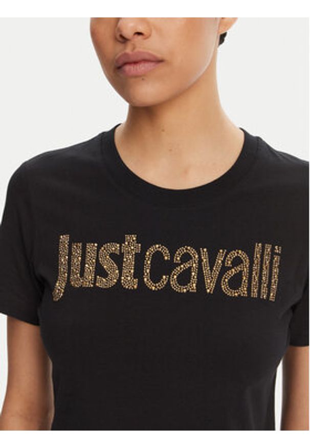 Just Cavalli Sukienka codzienna 78PAOE15 Czarny Regular Fit. Okazja: na co dzień. Kolor: czarny. Materiał: bawełna. Typ sukienki: proste. Styl: casual