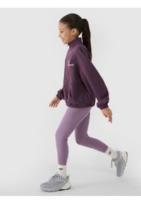 4f - 4F Bluza dresowa nierozpinana bez kaptura dziewczęca - fioletowa 158 (12-13 lat). Okazja: na co dzień. Typ kołnierza: bez kaptura. Kolor: fioletowy. Materiał: dresówka. Wzór: napisy, gładki, ze splotem. Sezon: lato. Styl: casual, sportowy #2