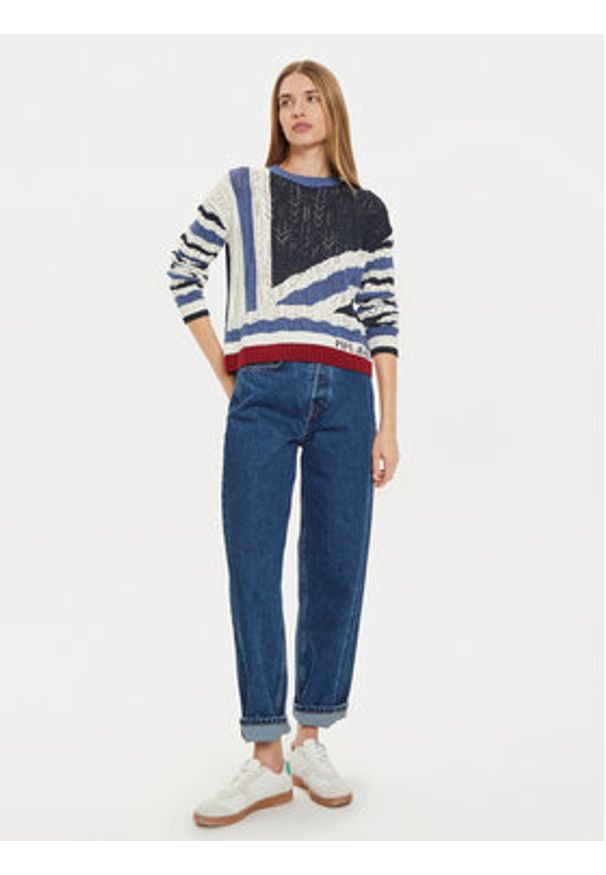 Pepe Jeans Sweter Harlow PL702202 Granatowy Regular Fit. Kolor: niebieski. Materiał: bawełna, syntetyk