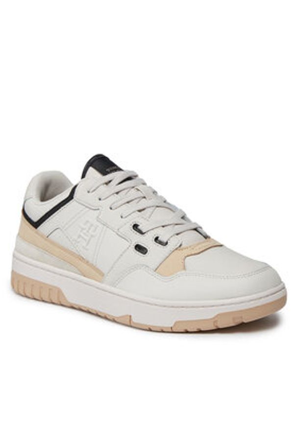 TOMMY HILFIGER - Tommy Hilfiger Sneakersy Th Basket Street Lth FM0FM04874 Szary. Kolor: beżowy. Materiał: skóra