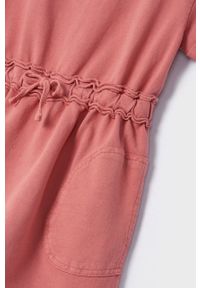 Mayoral sukienka bawełniana dziecięca kolor różowy mini rozkloszowana. Kolor: różowy. Materiał: bawełna. Długość rękawa: krótki rękaw. Typ sukienki: rozkloszowane. Długość: mini #3