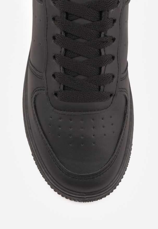 Born2be - Czarne Sneakersy Sznurowane Finos. Okazja: na co dzień. Kolor: czarny. Materiał: jeans. Sport: fitness