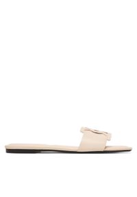 Calvin Klein Klapki Square Flat Sandal Emblem HW0HW03128 Écru. Materiał: skóra #1