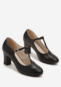 Born2be - Czarne Czółenka na Obcasie z Ozdobnymi Paskami Tiarisse. Okazja: na co dzień. Zapięcie: pasek. Kolor: czarny. Materiał: jeans. Obcas: na obcasie. Styl: klasyczny, casual. Wysokość obcasa: średni #4