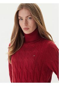 TOMMY HILFIGER - Tommy Hilfiger Sukienka dzianinowa WW0WW46429 Czerwony Slim Fit. Kolor: czerwony. Materiał: wełna #4