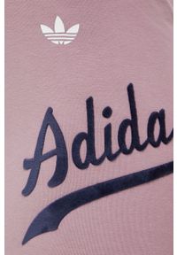adidas Originals legginsy HD9775 damskie kolor różowy z aplikacją. Kolor: różowy. Materiał: bawełna, dzianina. Wzór: aplikacja #4
