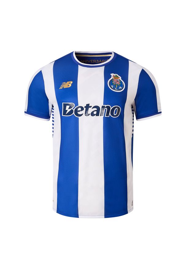 Koszulka męska New Balance FC Porto MT230419HME – niebieska. Kolor: niebieski. Materiał: poliester, materiał. Wzór: aplikacja, haft