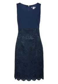 Sukienka ołówkowa z koronką bonprix ciemnoniebieski. Kolor: niebieski. Materiał: koronka. Wzór: koronka. Typ sukienki: ołówkowe #1