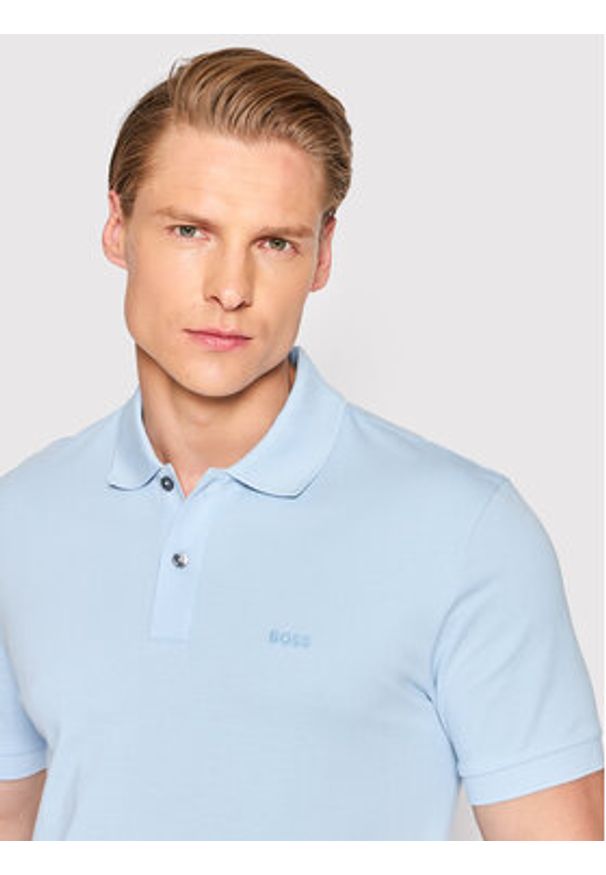 BOSS - Boss Polo Pallas 50468362 Błękitny Regular Fit. Typ kołnierza: polo. Kolor: niebieski. Materiał: bawełna
