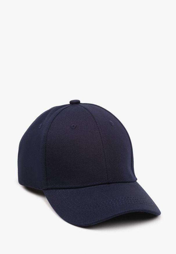 Born2be - Granatowa Bawełniana Czapka z Daszkiem z Regulowanym Zapięciem Tilzeri. Kolor: niebieski. Materiał: bawełna. Styl: casual
