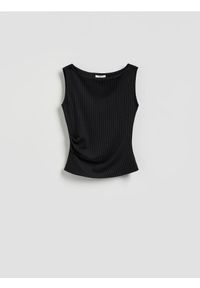 Reserved - Bluzka z wiskozą - ciemnoszary. Kolor: szary. Materiał: wiskoza