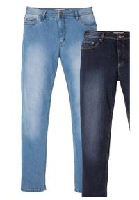 Dżinsy ze stretchem Regular Fit Straight ( 2 pary) bonprix niebieski "medium bleached" + ciemnoniebieski "stone". Kolor: niebieski #1