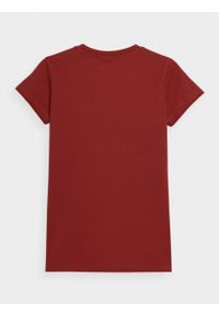 outhorn - T-shirt z nadrukiem damski - czerwony. Okazja: na co dzień. Kolor: czerwony. Materiał: bawełna, jersey. Wzór: nadruk. Styl: casual, klasyczny #2