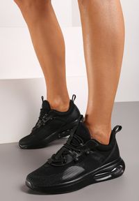 Born2be - Czarne Sznurowane Buty Sportowe Sneakersy z Podeszwą Typu Air Risanda. Zapięcie: sznurówki. Kolor: czarny #1