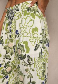 Renee - Zielone Proste Spodnie z Wiskozy z Gumką w Pasie Lissine. Okazja: na co dzień. Kolor: zielony. Materiał: wiskoza. Styl: klasyczny, casual