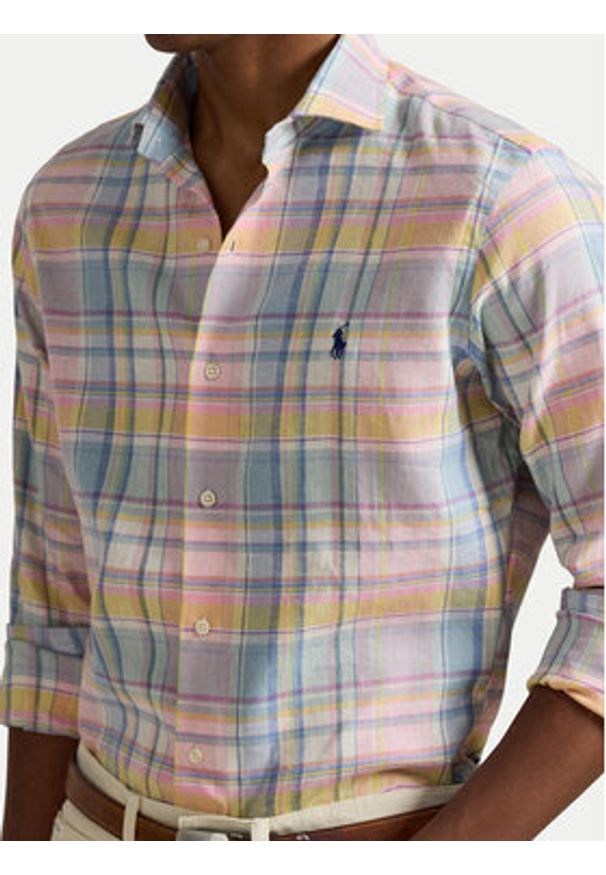 Polo Ralph Lauren Koszula 710B16699001 Kolorowy Custom Fit. Typ kołnierza: polo. Materiał: len. Wzór: kolorowy