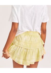 LOVE SHACK FANCY - Żółta mini spódnica Ruffle. Kolor: żółty. Materiał: bawełna, koronka. Wzór: koronka #4