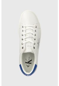 Calvin Klein Jeans sneakersy skórzane CLASSIC CUPSOLE LACEUP LOW LTH kolor biały YM0YM00491. Nosek buta: okrągły. Zapięcie: sznurówki. Kolor: biały. Materiał: skóra #5