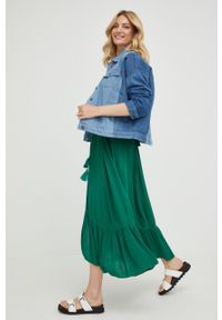 Answear Lab kurtka jeansowa damska przejściowa oversize. Kolor: niebieski. Materiał: jeans. Styl: wakacyjny #4