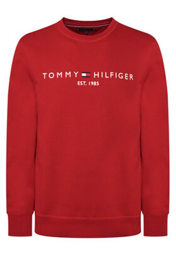 TOMMY HILFIGER - Tommy Hilfiger Bluza Logo MW0MW11596 Czerwony Regular Fit. Kolor: czerwony. Materiał: bawełna, syntetyk