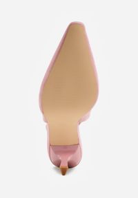 Born2be - Różowe Eleganckie Szpilki VICES z Odkrytą Piętą i Cyrkoniami na Obcasie Dianilea. Zapięcie: sprzączka. Kolor: różowy. Materiał: satyna. Wzór: aplikacja. Obcas: na obcasie. Styl: elegancki. Wysokość obcasa: średni #5