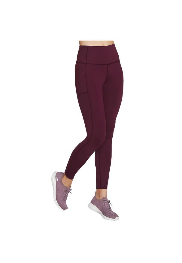 skechers - Spodnie treningowe damskie Skechers GO Walk High. Kolor: fioletowy. Materiał: nylon. Sport: fitness