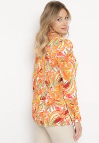 Born2be - Pomarańczowa Klasyczna Koszula we Florystyczny Wzór z Guzikami Cairissa. Kolor: pomarańczowy. Sezon: lato. Styl: klasyczny #6