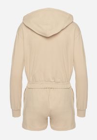 Born2be - Beżowy Bawełniany Komplet Sportowy Bluza z Kapturem i Szorty Izilia. Kolor: beżowy. Materiał: bawełna #6