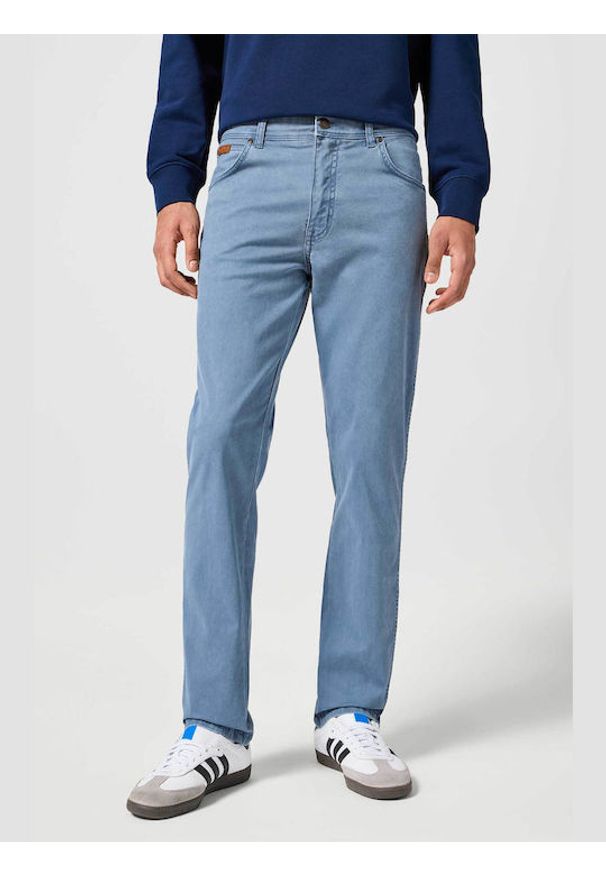 Wrangler - WRANGLER MĘSKIE SPODNIE MATERIAŁOWE TEXAS SLIM GRISAILLE 112356809 W12S017443. Stan: obniżony. Materiał: materiał. Styl: klasyczny