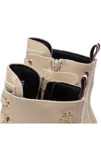 TOMMY HILFIGER - Tommy Hilfiger Trapery Lace-Up Bootie T4A5-32411-1453500 M Beżowy. Kolor: beżowy. Materiał: skóra #2