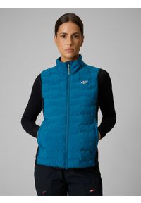 4f - 4F Bezrękawnik trekkingowy z wypełnieniem Primaloft Silver damski - turkusowy S. Typ kołnierza: kołnierzyk stójkowy. Kolor: turkusowy. Materiał: tkanina, syntetyk, materiał. Długość rękawa: bez rękawów. Technologia: Primaloft. Wzór: gładki. Sezon: lato. Sport: turystyka piesza #1