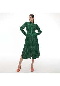 Reserved - Szmizjerka z wiskozy - Zielony. Kolor: zielony. Materiał: wiskoza. Typ sukienki: szmizjerki #1