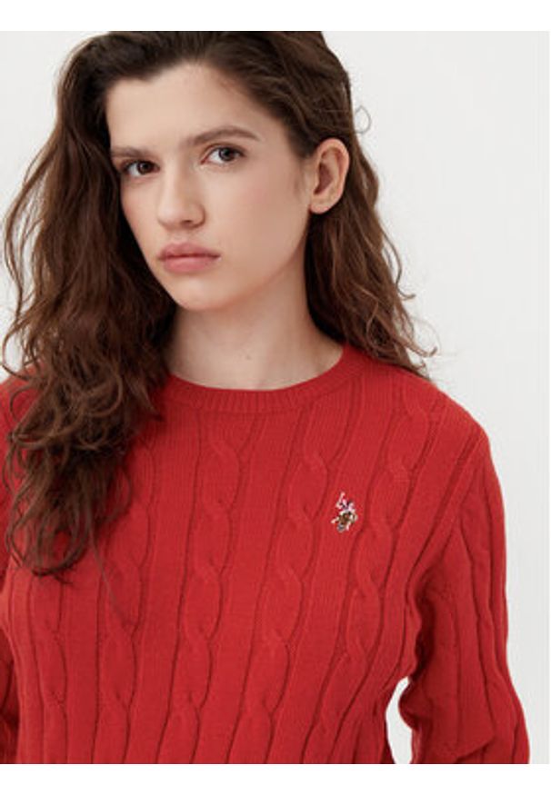 U.S. Polo Assn. Sweter WUP1217 Pomarańczowy Regular Fit. Typ kołnierza: polo. Kolor: pomarańczowy. Materiał: syntetyk