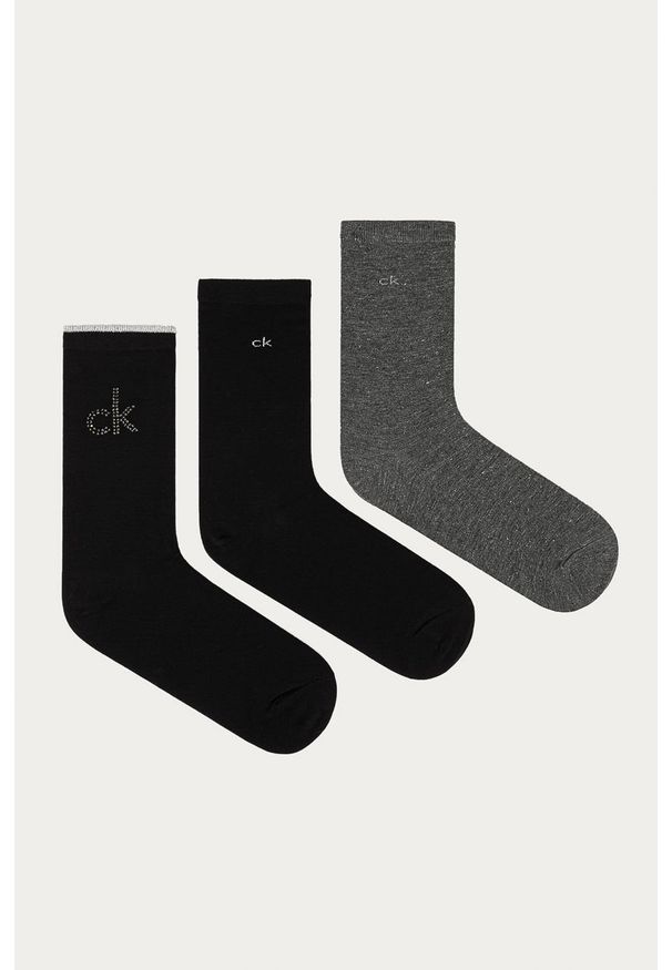 Calvin Klein - Skarpetki (3-pack). Kolor: czarny. Materiał: materiał. Wzór: nadruk