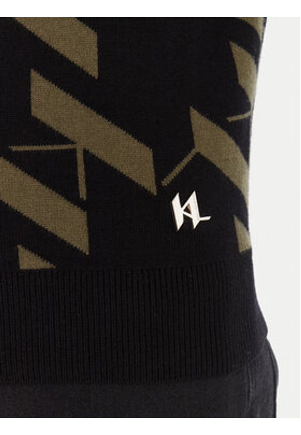 Karl Lagerfeld - KARL LAGERFELD Sweter 655022 554305 Zielony Regular Fit. Typ kołnierza: dekolt w karo. Kolor: zielony. Materiał: bawełna