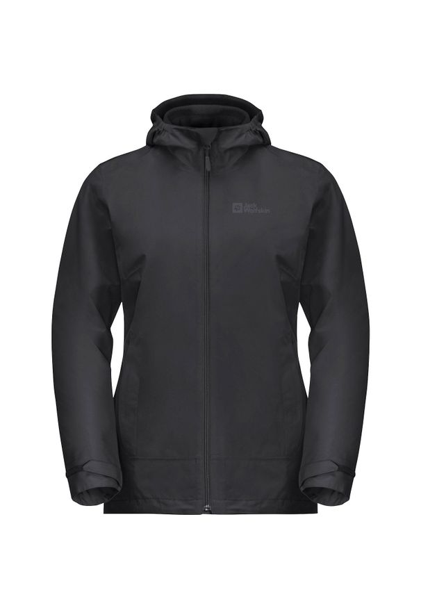 Kurtka w góry damska Jack Wolfskin 11156216000. Typ kołnierza: kaptur. Kolor: czarny, szary, wielokolorowy. Materiał: syntetyk. Sport: wspinaczka