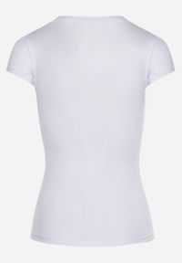 Born2be - Biały T-shirt z Krótkim Rękawem i Okrągłym Dekoltem Liralei. Kolor: biały. Materiał: jeans. Długość rękawa: krótki rękaw. Długość: krótkie #5