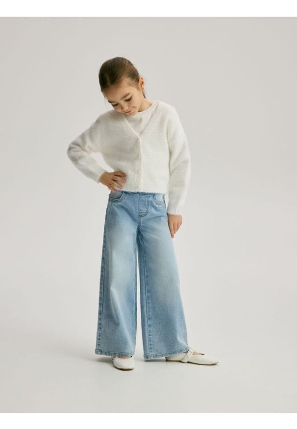 Reserved - Elastyczne jeansy wide leg - niebieski. Kolor: niebieski