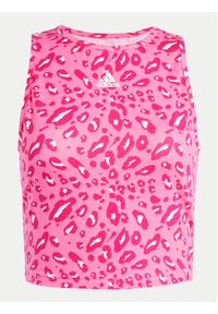 Adidas - adidas Top Essentials Animal-Print IR9312 Różowy Slim Fit. Kolor: różowy. Materiał: bawełna. Wzór: nadruk #5