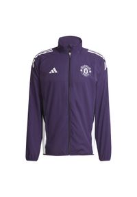 Adidas - Kurtka dresowa Prematch Manchester United 2025/26. Kolor: wielokolorowy, fioletowy, biały. Materiał: dresówka. Sport: piłka nożna #1