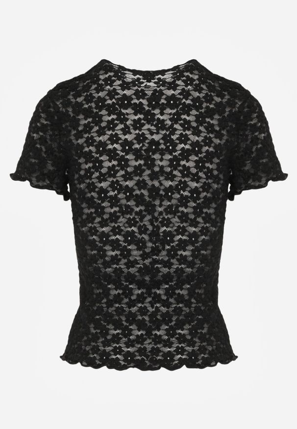 Born2be - Czarna Koronkowa Bluzka o Dopasowanym Kroju z Krótkim Rękawem Noessa. Okazja: na co dzień. Kolor: czarny. Materiał: koronka. Długość rękawa: krótki rękaw. Długość: krótkie. Wzór: koronka. Sezon: lato. Styl: casual