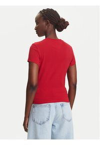 Tommy Jeans T-Shirt Linear DW0DW21422 Czerwony Slim Fit. Kolor: czerwony. Materiał: bawełna #3