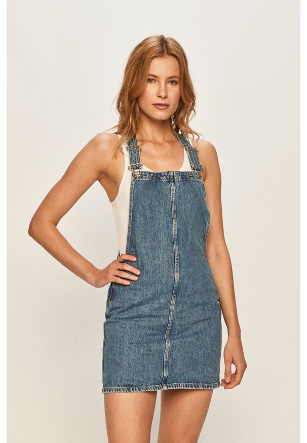 Pepe Jeans - Sukienka jeansowa Vesta. Okazja: na co dzień. Kolor: niebieski. Materiał: tkanina. Wzór: gładki. Typ sukienki: proste. Styl: casual