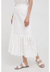 Pennyblack spódnica bawełniana kolor beżowy midi rozkloszowana. Stan: podwyższony. Kolor: biały. Materiał: bawełna
