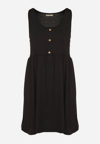 Born2be - Czarna Sukienka o Rozkloszowanym Kroju na Szerokich Ramiączkach z Guzikami Jenovira. Okazja: na co dzień. Kolor: czarny. Długość rękawa: na ramiączkach. Styl: casual #5