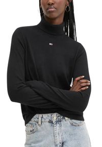 Tommy Jeans - TOMMY JEANS Czarny damski golf, Rozmiar M. Typ kołnierza: golf. Kolor: czarny. Materiał: materiał. Styl: elegancki #4