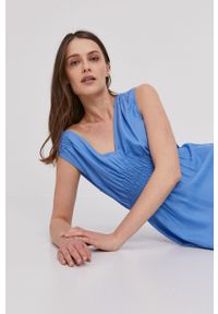 Pepe Jeans - Sukienka Liliana. Okazja: na co dzień. Kolor: niebieski. Materiał: tkanina, bawełna, materiał, wiskoza. Wzór: gładki. Typ sukienki: proste. Styl: casual #7